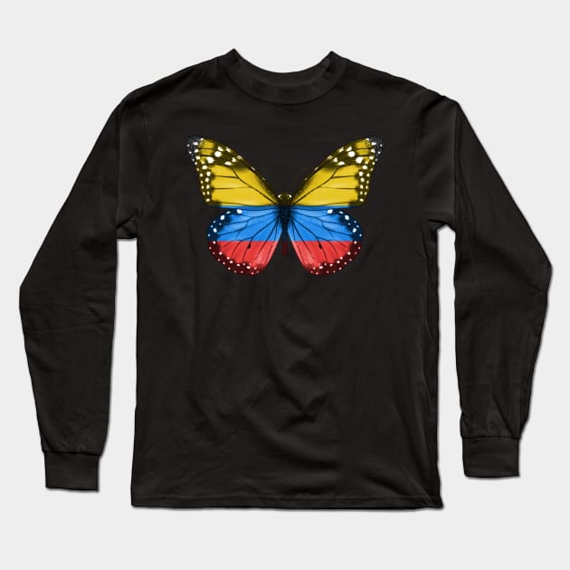 Colombian Flag  Butterfly - Gift for Colombian From Colombia Long Sleeve T-Shirt by Country Flags